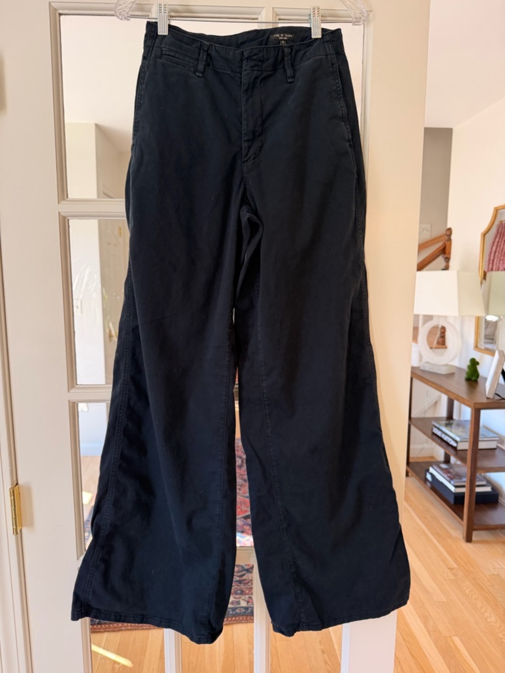 Women’s Navy Wide-Leg Cotton Pants
